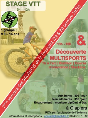 Stage vacances Toussaint 2026